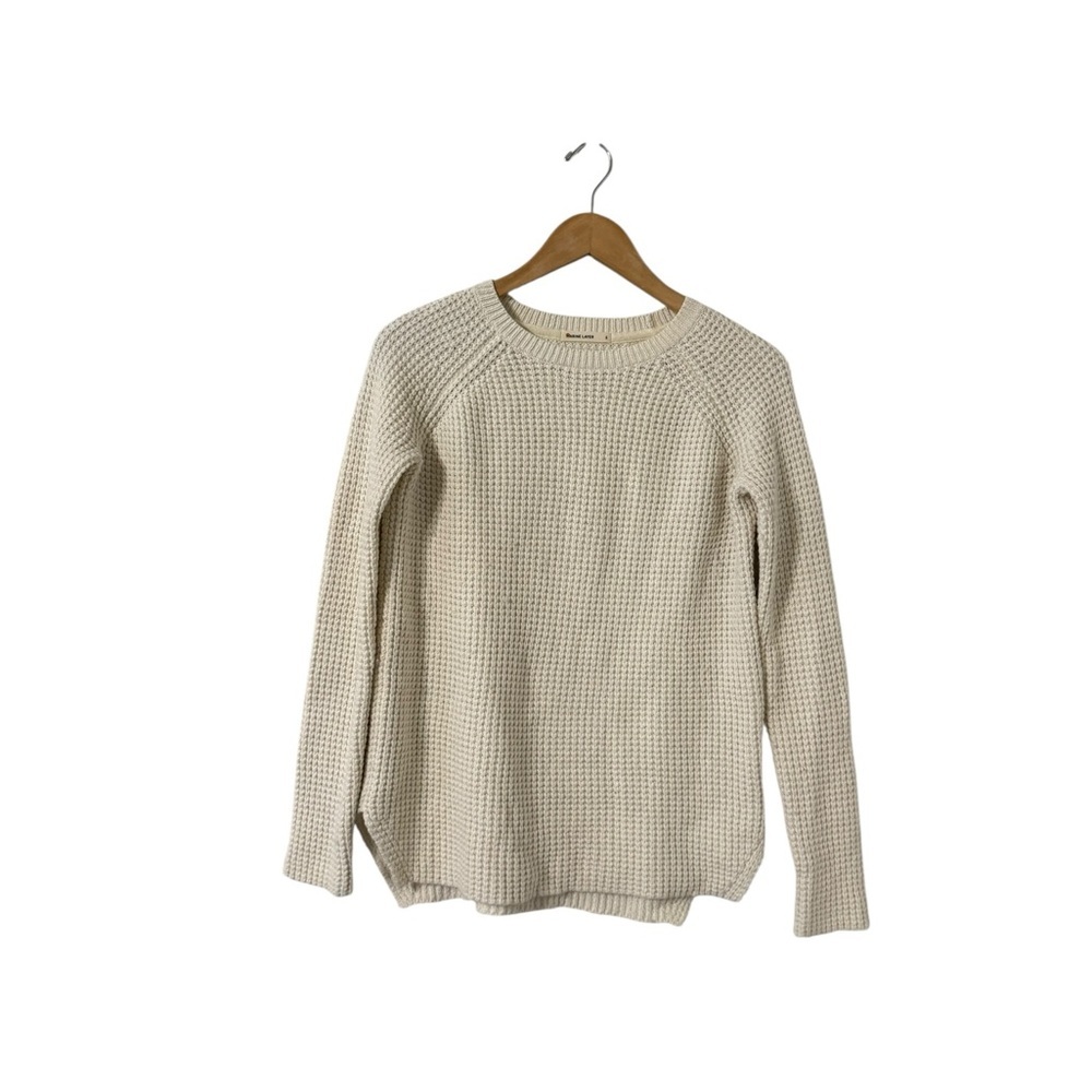 MARINE LAYER Delaney Cotton Wool Off White Knit Long Sweater Pullover Top - Picture 2 of 5